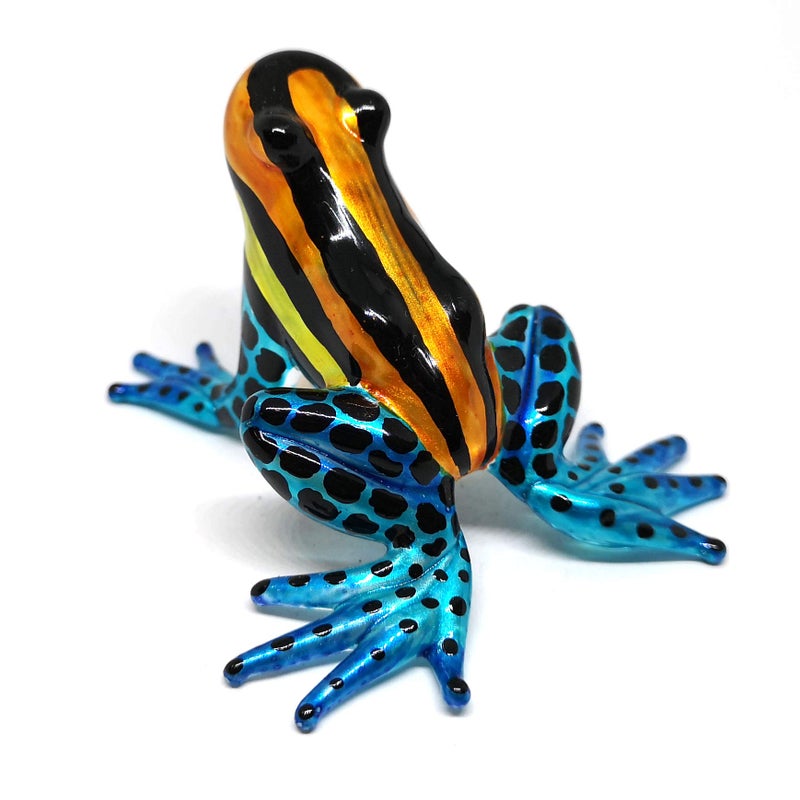 ZOOCRAFT Hand-Blown Glass Frog Figurine - Miniature Poison Dart Frog, Orange & Blue - Artistic Table Decor and Gardening Gift - Image 3